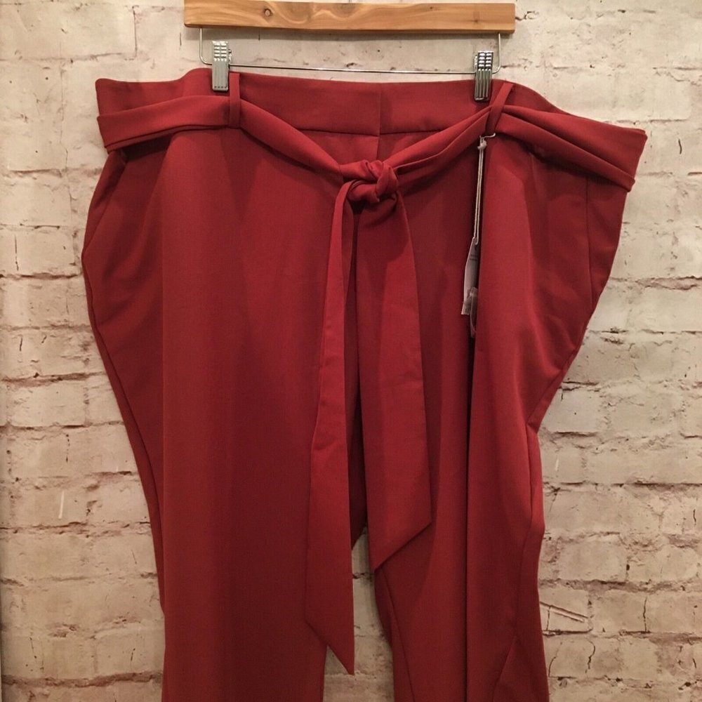 Lane Bryant The Allie Pant Rust Tie Waist Belt Skinny Ankle Career NEW 28R